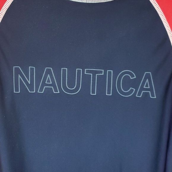 Nautica blue red rash guard medium - Picture 2 of 3